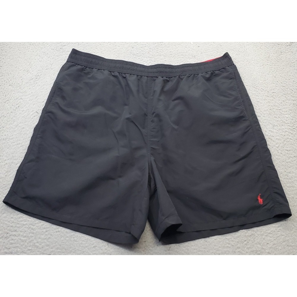 Polo Ralph Lauren Trunks Shorts Mens 3XB Black Mesh Lined Elastic Waist Swimwear